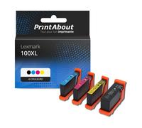 Cartouche compatible Lexmark 100XL (14N1068E) - 4 couleurs - Grande capacité - Multipack