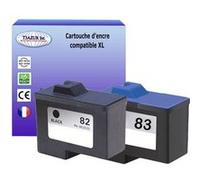 Cartouche compatible Lexmark 82 + 83, X5130, X5150, X5190, X5190PRO, X6100, X6150, X6170 (Noire+Couleurs)- T3AZUR Noire G