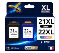 Cartouche Compatible pour pour HP 21XL C9351AE C9351CE Noir + 22XL C9352AE C9352CE Couleur Qualitoner