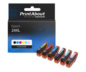 Cartouche compatibleEpson 24XL (T2438) - 6 couleurs - Grande capacité - Multipack