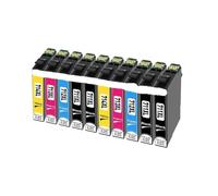 Cartouche d’Encre, Compatible avec Epson, T0711 T0712 T0713 T0714 | Avec puce, noir 15ml, C M J 14.5ml, Stylus DX6050 DX7400 DX7450 DX8400 DX8450 DX9400 X110 SX215(10pcs (2set-2black))