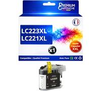 Cartouche d’Encre LC223BK LC221BK LC223BK LC221BK Compatible pour Brother DCP J4120DW MFC J4620DW Noir Haute capacité avec Puce 550 Pages