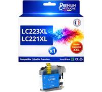 Cartouche d’Encre LC223C LC221C LC223C LC221C Compatible pour Brother DCP J4120DW MFC J4620DW Cyan Haute capacité avec Puce 550 Pages