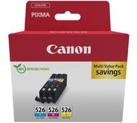 Canon Encre CLI-526 C/M/Y Multipack d'origine pack bundle cyan, magenta, jaune 4541B018