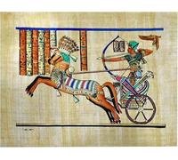 Cartouche de chasse égyptienne authentique du roi Ramsis Ramsès - Peinture à la main - Papier peint à la main - Pharaons anciens - Parchemin hiéroglyphique - 30 x 40 cm