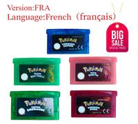 Cartouche de jeu vidéo 32 bits Pokémon version française édition spéciale Émeraude Rouge feu Vert feuille Rubis Saphir pour GBA FRA-ROUGE FEU