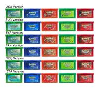 Cartouche de jeu vidéo Pokémon série USA/EUR/ESP/ITA/NOE/FRA Pokémon Émeraude Rouge feu Vert feuille Rubis Saphir pour GBA LeafGreen ESP