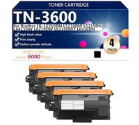 Cartouche de Toner Black Haute Capacité TN-3600 Compatible pour Brother HL-L5210DN L5210DW L5215DN L6415DW L6210DW L6210DWT L6410DN Imprimante,Black-4 Pack