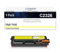 Cartouche De Toner C2326, Remplacement Compatible pour Toner Lexmark C2326 24B7495 24B7496 24B7497 24B7498, pour Imprimante C2326 XC2326, sans Puce, 5500-6000 Pages,Yellow-1 Pack
