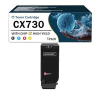 Cartouche de Toner Compatible 4 Couleurs pour imprimante Laser Lexmark CX730 (CS730de, CS735de, CX730de, CX735adse, CX737adzse) : Noir, Jaune, Cyan, Magenta, avec Puce,Magenta-Low Yield