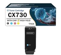 Cartouche de Toner Compatible 4 Couleurs pour imprimante Laser Lexmark CX730 (CS730de, CS735de, CX730de, CX735adse, CX737adzse) : Noir, Jaune, Cyan, Magenta, avec Puce,Cyan-Low Yield