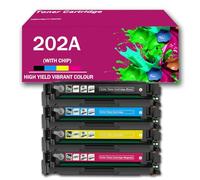 Cartouche de Toner Compatible avec Les imprimantes HP 202A CF500A CF501A CF502A CF503A Color Laserjet Pro MFPM254dw M254dn M254nw MFP M280nw M281dw M281fdw M281fdn,4 Colors-1Pack