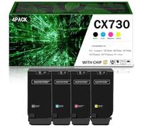 Cartouche de Toner Compatible CX730 pour imprimantes Lexmark Haute capacité CS730de, CS735de, CX730de, CX735adse et CX737adzse. Répond à Tous Vos Besoins d'impression. avec Puce,4Color-Low Yield