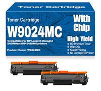 Cartouche de Toner Compatible E40040dn E42540f W9024MC, Toner Noir Haute capacité pour HP LaserJet MFP géré E40040dn E42540f avec Puce,W9024MC-2PC