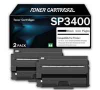 Cartouche de toner compatible Ricoh SP3400 avec puce Compatible avec les imprimantes multifonctions Aficio SP3400 SP3400N SP3410SF SP3500N SP3500SF SP3510SF Haut rendement 5000pages,Black-2Pack