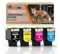 Cartouche de Toner CS317 CX317 pour Lexmark CS317 Compatible avec l'imprimante Lexmark CX317dn CS317dn CS417dn CX417de CS517de CX517de (Noir 3000 Pages, Jaune Cyan Magenta 2300 Pages),4 Pack