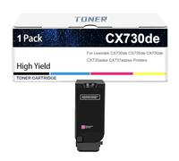 Cartouche De Toner CX730de 71C2HK0 71C2HC0 71C2HM0 71C2HY0 Compatible avec Imprimantes Lexmark CS730de CS735de CX730de CX735adse CX737adzse, 10500-22000 Pages,Magenta-1 Set