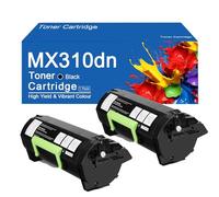 Cartouche de Toner de Remplacement MX310dn 60F1H00 60F2H00 pour imprimantes Lexmark MX310dn, 410de, MX510de, 511de, 610de et 611de,MX310dn-2Set