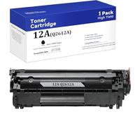 Cartouche de Toner de Remplacement pour HP 12A Q2612A Compatible avec imprimante HP LaserJet 1010 1012 1018 1020 1022 1022N 3015 3030 3052 3055 M1005 M1319F ,Black-1 Pack