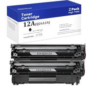 Cartouche de Toner de Remplacement pour HP 12A Q2612A Compatible avec imprimante HP LaserJet 1010 1012 1018 1020 1022 1022N 3015 3030 3052 3055 M1005 M1319F ,Black-2 Pack