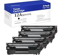 Cartouche de Toner de Remplacement pour HP 12A Q2612A Compatible avec imprimante HP LaserJet 1010 1012 1018 1020 1022 1022N 3015 3030 3052 3055 M1005 M1319F ,Black-4 Pack