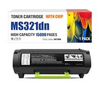 Cartouche De Toner Haute Capacité MS321dn 56F2000 56F2H00 Cartouche De Toner Compatible Remplacement pour Imprimantes Lexmark MS321 MS421 MS521 MS621 MS622 MX321 MX421 MX521,Black-15000 Pages