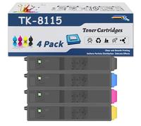 Cartouche De Toner TK-8115 (avec Puce) De Remplacement pour Kyocera TK-8115K TK-8115C TK-8115M TK-8115Y Compatible avec L'imprimante Kyocera ECOSYS M8130cidn M8124cidn,4 Colors-1 Set
