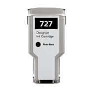 Cartouche D'encre 300ml 727 C1Q12A B3P23A B3P19A B3P20A B3P21A, Compatible Avec HP Les Imprimantes DesignJet T920/ T930/T1500/T1530/T2500/T2530(727-300ML-PBK)