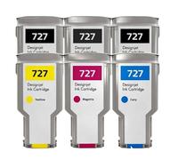 Cartouche D'encre 300ml 727 C1Q12A B3P23A B3P19A B3P20A B3P21A, Compatible Avec HP Les Imprimantes DesignJet T920/ T930/T1500/T1530/T2500/T2530(1SET)