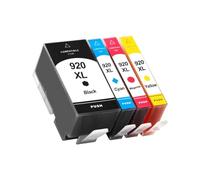 Cartouche d'encre 4 Couleurs avec Puce, Compatible avec HP | 4 pcs for 920XL 920, Officejet 6000 6500 6500A 7000 7500 7500A, noir cyan magenta jaune(920XL-1set)