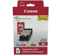 Cartouche d'encre Canon CLI-571XL BK/C/M/Y à haut rendement + Pack à prix réduit de papiers photo