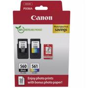 Canon Cartouches d'encre PG-560/CL-561 Pack 2 (Noir + Couleur) + 50 feuilles papier photo 10x15 cm