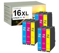 Cartouche d'encre Compatible 16XL Multipack pour Epson Workforce WF-2750 WF-2760 WF-2660 WF-2650 WF-2630 WF-2540 WF-2530 WF-2010 WF-2510 (3 Cyan, 3 Magenta, 3 Jaune, Lot de 9)