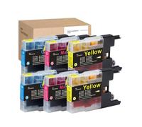 Cartouche d'encre, Compatible avec Brother, LC1280 LC1240 LC1220 | For LC71 LC75 LC450 LC17, MFC-J280W J430W J435W J5910DW J625DW J6510DW J6910DW DCP-J725DW(6pcs(C2M2Y2))
