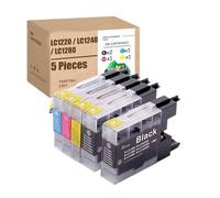 Cartouche d'encre, Compatible avec Brother, LC1280 LC1240 LC1220 | For LC71 LC75 LC450 LC17, MFC-J280W J430W J435W J5910DW J625DW J6510DW J6910DW DCP-J725DW(5pcs(B2C1M1Y1))
