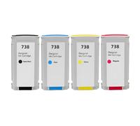Cartouche d'encre Compatible Compatible avec HP738 738, 676M6A 676M7A 676M8A 498N8A, Compatible avec imprimantes DesignJet T950 T850(4PCS 130ML MK C M Y)