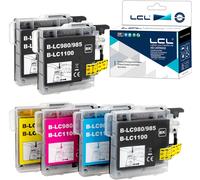 Cartouche d'encre Compatible LC-1100 LC1100 LC1100BK LC-1100BK LC1100C LC1100M LC1100Y (3Noir 1Cyan 1Magenta 1Jaune) Remplacement pour Brother DCP-J140W/145C/165C/185C/195C/197C/365CN/375CW/385C