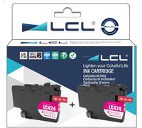 Cartouche d'encre Compatible LC-424 LC424 LC-424M LC424M (2PK Magenta) Remplacement pour Brother DCP-J1200W DCP-J1200WE