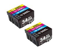 Cartouche d'encre Compatible T34XL T34 34XL T3471 T3472 T3473 T3474 pour imprimante Epson Workforce Pro WF-3720 WF-3725 8pack 2set