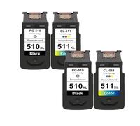 Cartouche d'encre De Remplacement PG510 CL511 - Compatible avec Canon PG-510 CL-511 PG 510 CL 511 MP250 MP280 IP2700 MP240 MP270 MP480 MX320(2Black 2Color)