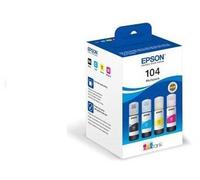 Cartouche d'encre EPSON Pack 4 Bouteilles d'Encre Ecotank 104 (Noir + 3 Couleurs) - C13T00P640