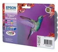 Cartouche d'encre EPSON Pack Multipack 6 Originales T0807 Série Colibri (Noir + 5 Couleurs) - C13T08074010