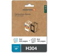 Cartouche d'encre ESSENTIELB Pack Compatible H304 (Noir + 3 Couleurs)