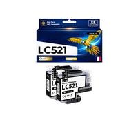 Cartouche d'encre Générique LC521BK - Pack 2 Noir - Compatible Brother DCP J1260W