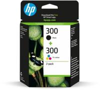 HP 300 Bi-Pack (CN637EE) - Cartouches noir et couleur (cyan, magenta, jaune) - 200 pages - pour Deskjet D1663, D1668, D2680, D5560, F4580; Envy 100 D410, 11X D411; Photosmart C4640