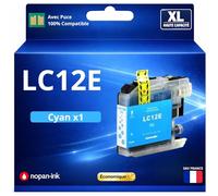 Cartouche d'encre LC12E LC12 E LC12EC LC12 EC Compatible pour Brother MFC J6925DW Cyan Haute capacité avec Puce 1200 Pages