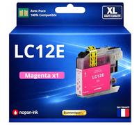 Cartouche d'encre LC12E LC12 E LC12EM LC12 EM Compatible pour Brother MFC J6925DW Magenta Haute capacité avec Puce 1200 Pages