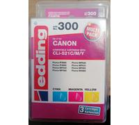 Cartouche d'encre originale Edding 300 pour Canon CLI-521 Multi Pixma IP 4700...
