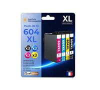 Cartouche d'encre Pack de 12 604XL Noir et Multicolore compatible pour Epson