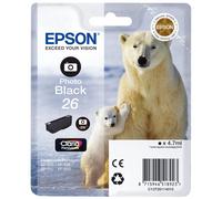 Epson 26 - 4.7 ml - photo noire - original - emballage coque avec alarme radioélectrique/ acoustique - cartouche d'encre - pour Expression Premium XP-510, 520, 600, 605, 610, 615, 620, 625, 700...
